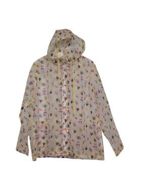 Disney Parks Treats Rain Jacket Womens Size XXL Clear Dole Whip Flamingo Hooded